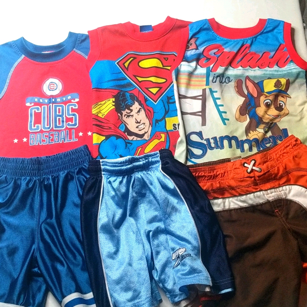 Lot of 3 size 4T summer shirt & short sets